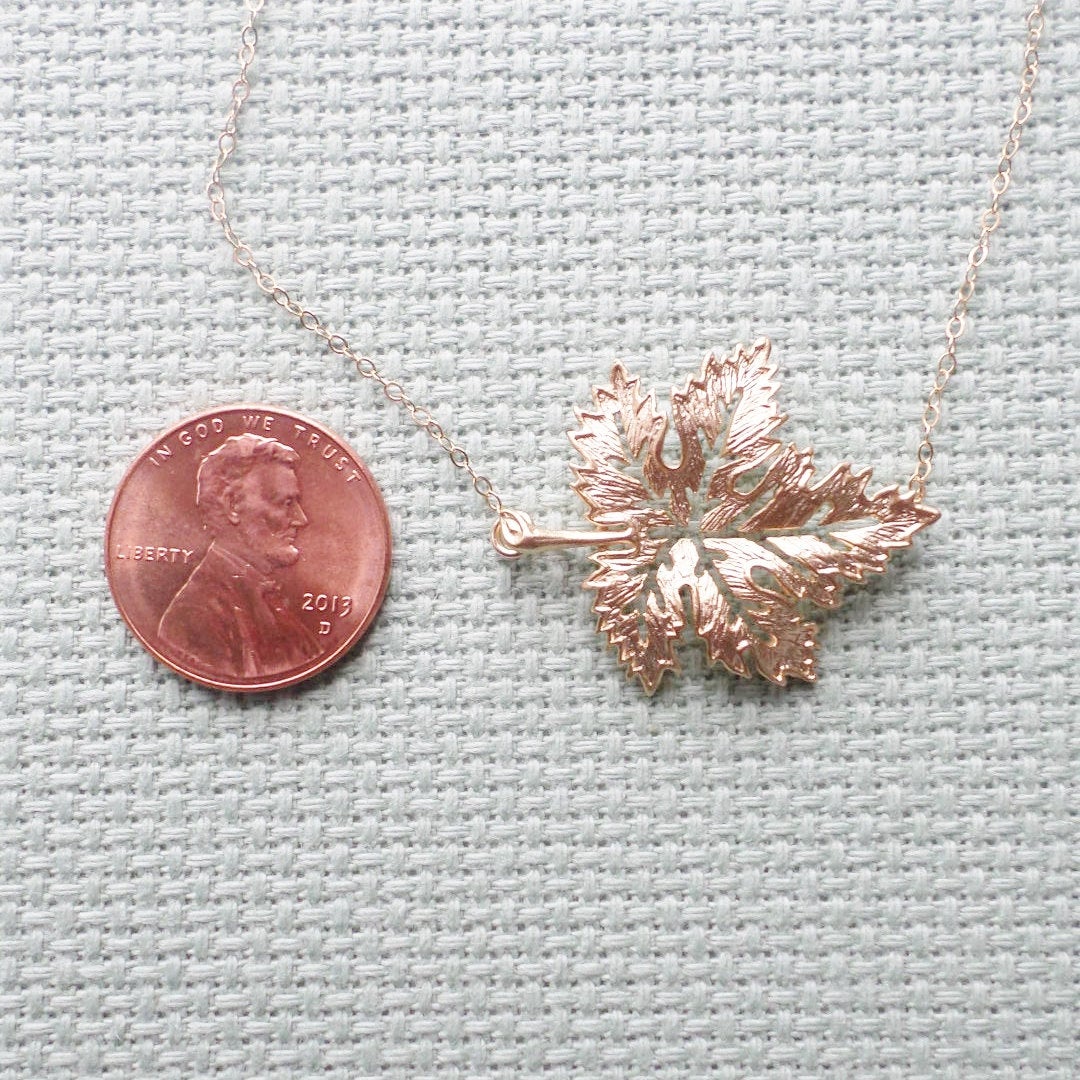 Leaf Necklace, Sideways Maple Leaf Necklace, Maple Leaf Necklace, Gold Maple Leaf Necklace, Gold Filled Necklace, Christmas Gift, Present