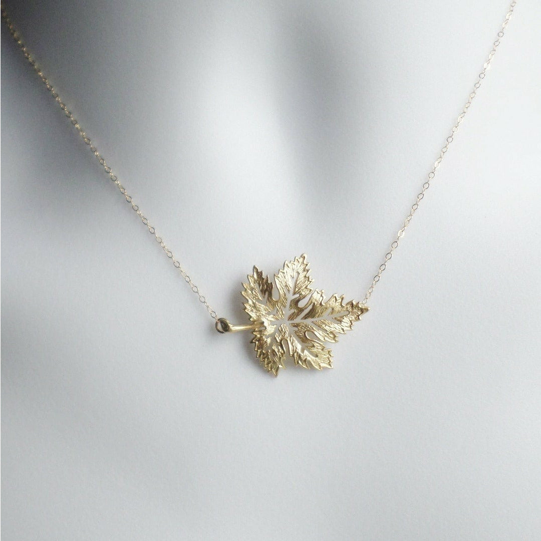 Leaf Necklace, Sideways Maple Leaf Necklace, Maple Leaf Necklace, Gold Maple Leaf Necklace, Gold Filled Necklace, Christmas Gift, Present