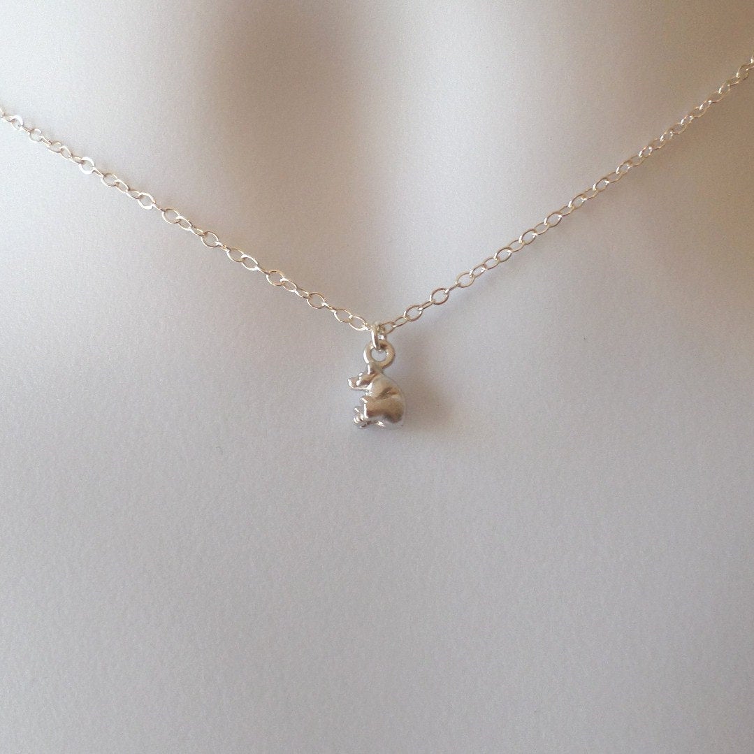 Silver Bear Necklace - Super Tiny Silver Bear Necklace, Sterling Silver Necklace, Tiny Bear, Animal Jewelry, Christmas Gift