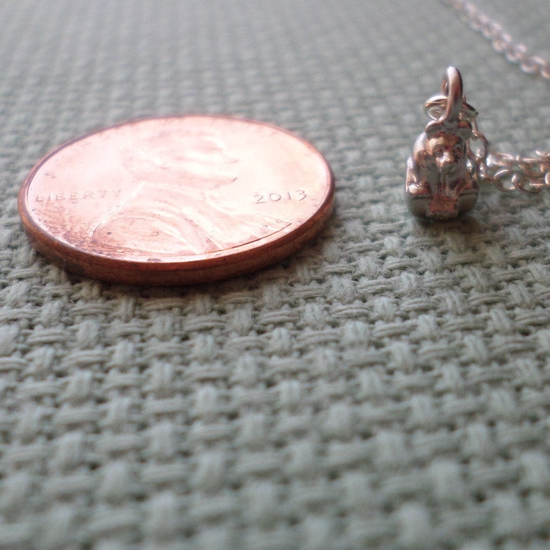 Silver Bear Necklace - Super Tiny Silver Bear Necklace, Sterling Silver Necklace, Tiny Bear, Animal Jewelry, Christmas Gift