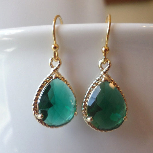 Emerald and Gold Chandelier Earrings - Emerald Earrings - Gold Earrings - Birthstone Jewelry - Christmas Gift