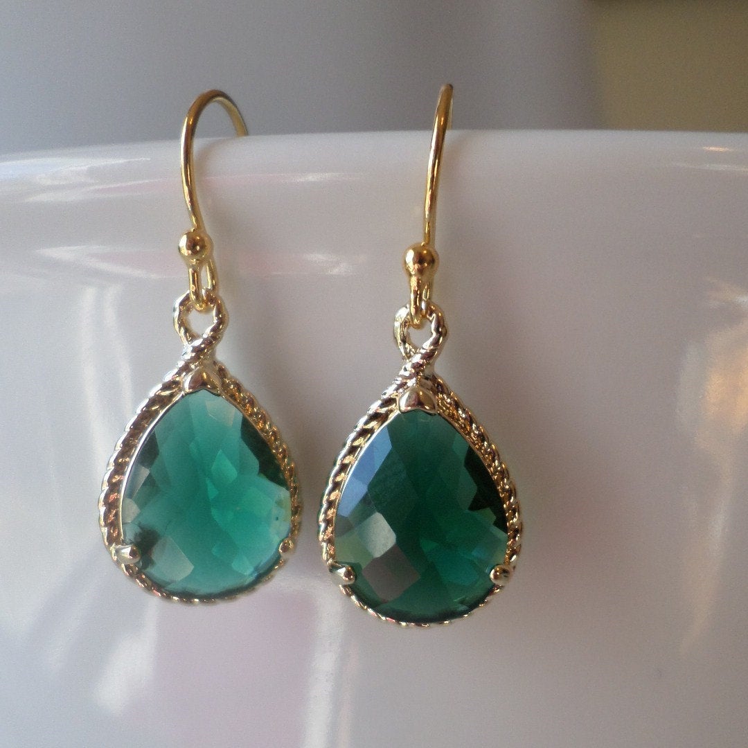 Emerald and Gold Chandelier Earrings - Emerald Earrings - Gold Earrings - Birthstone Jewelry - Christmas Gift