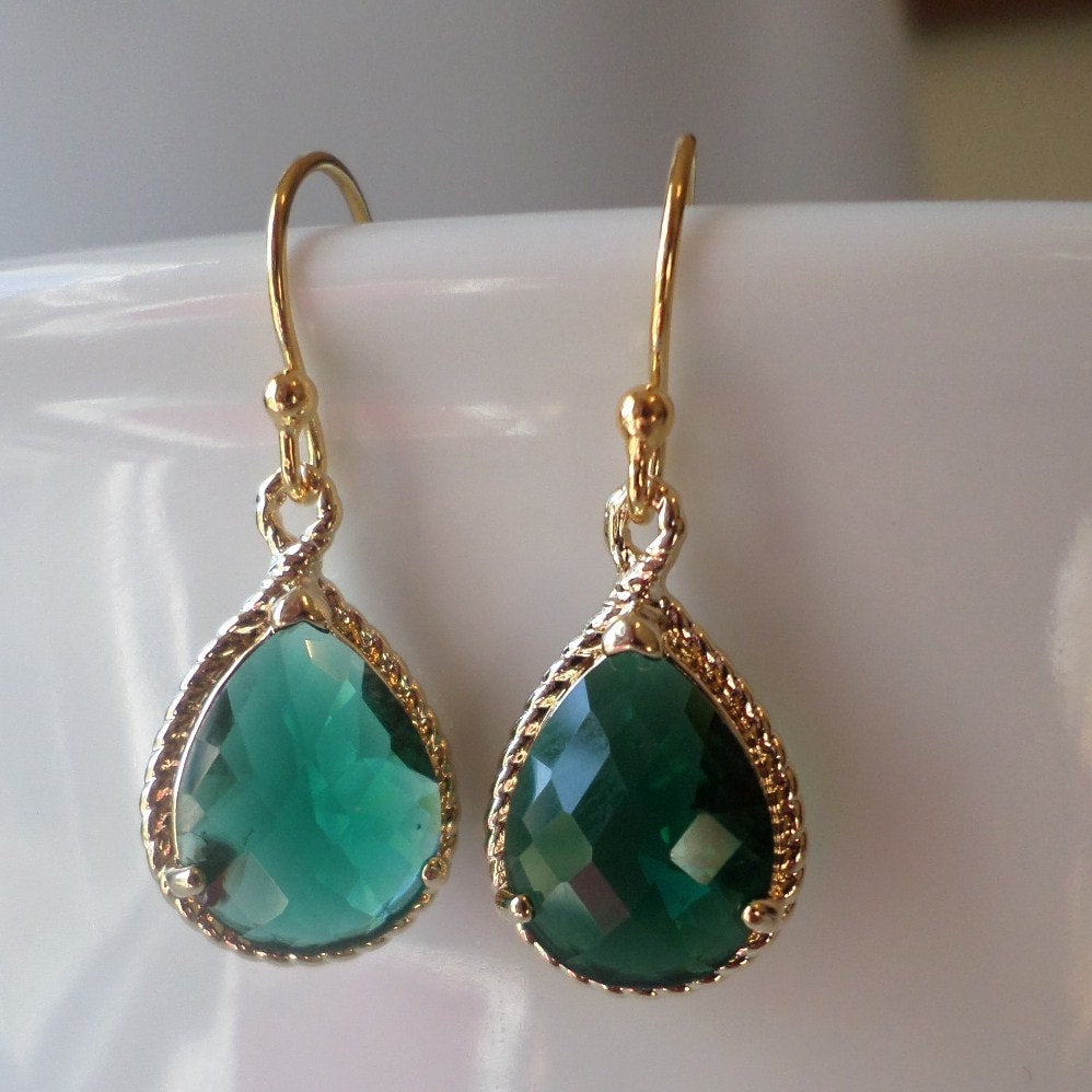 Emerald and Gold Chandelier Earrings - Emerald Earrings - Gold Earrings - Birthstone Jewelry - Christmas Gift