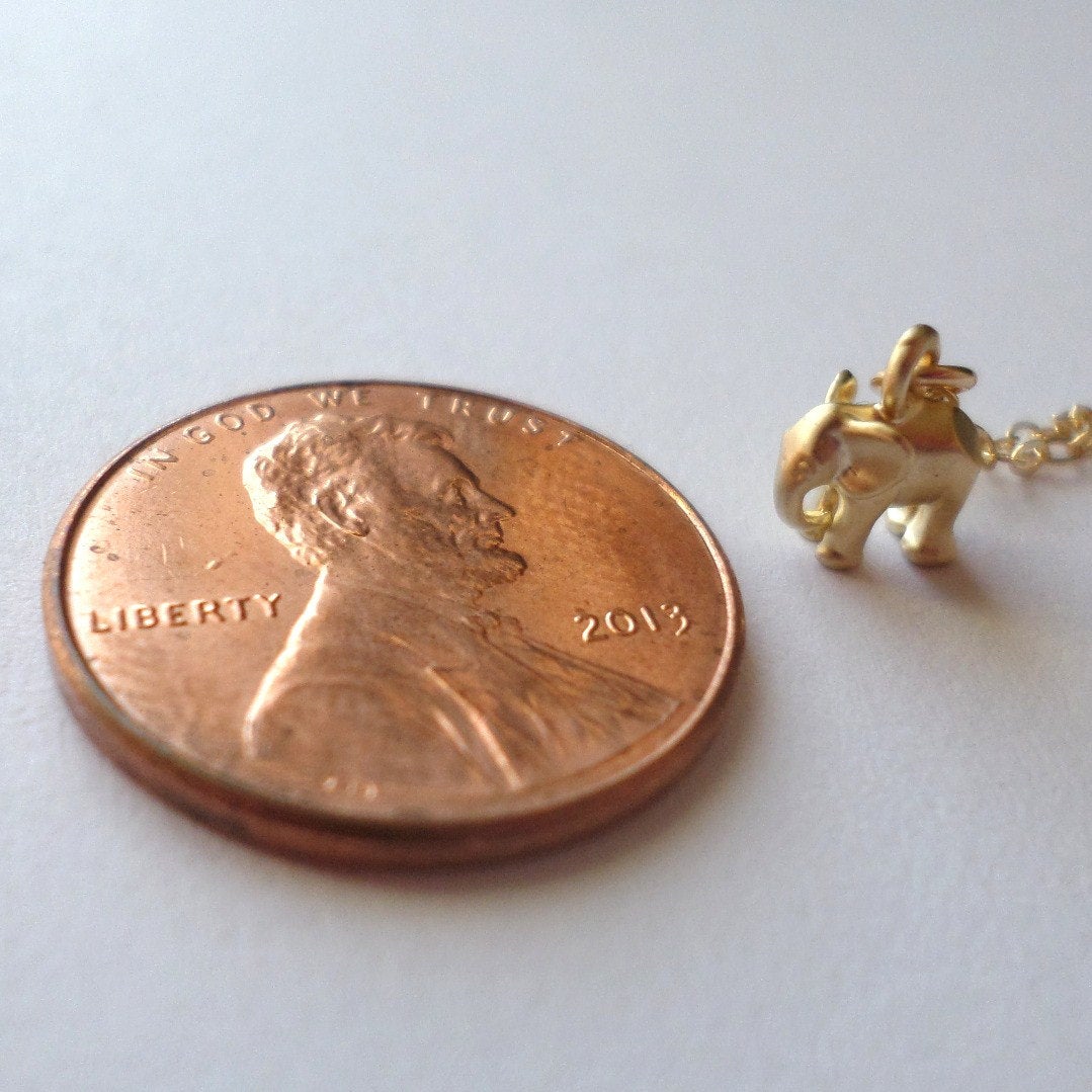 Tiny Gold Elephant Necklace