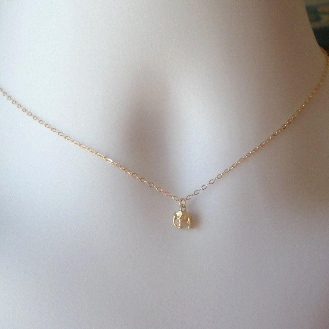 Tiny Gold Elephant Necklace