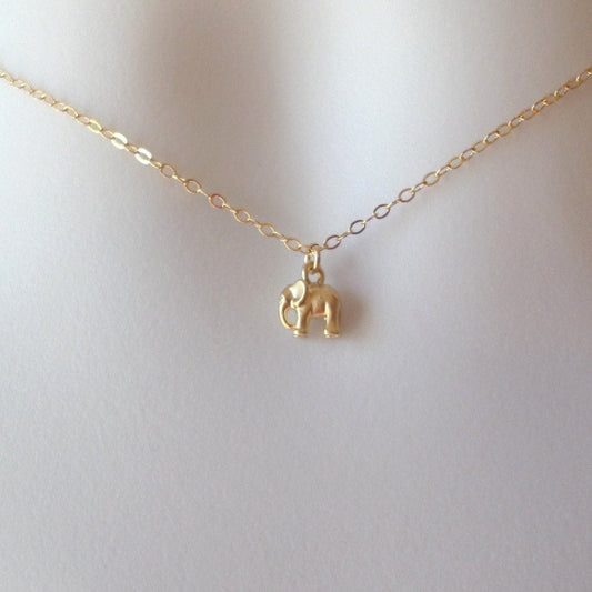 Tiny Gold Elephant Necklace