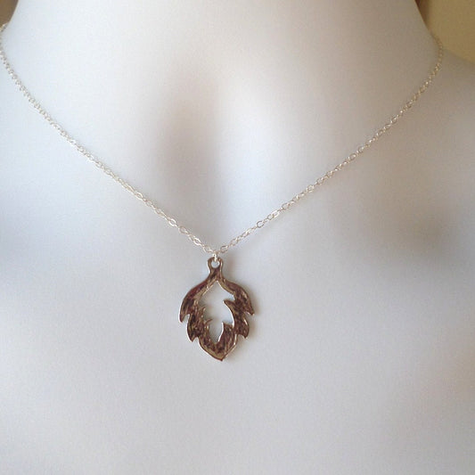 Silver Leaf Necklace - Sterling Silver Leaf Necklace, Sterling Silver Necklace, Leaf Cutout Necklace - Fall Jewelry - Christmas Gift