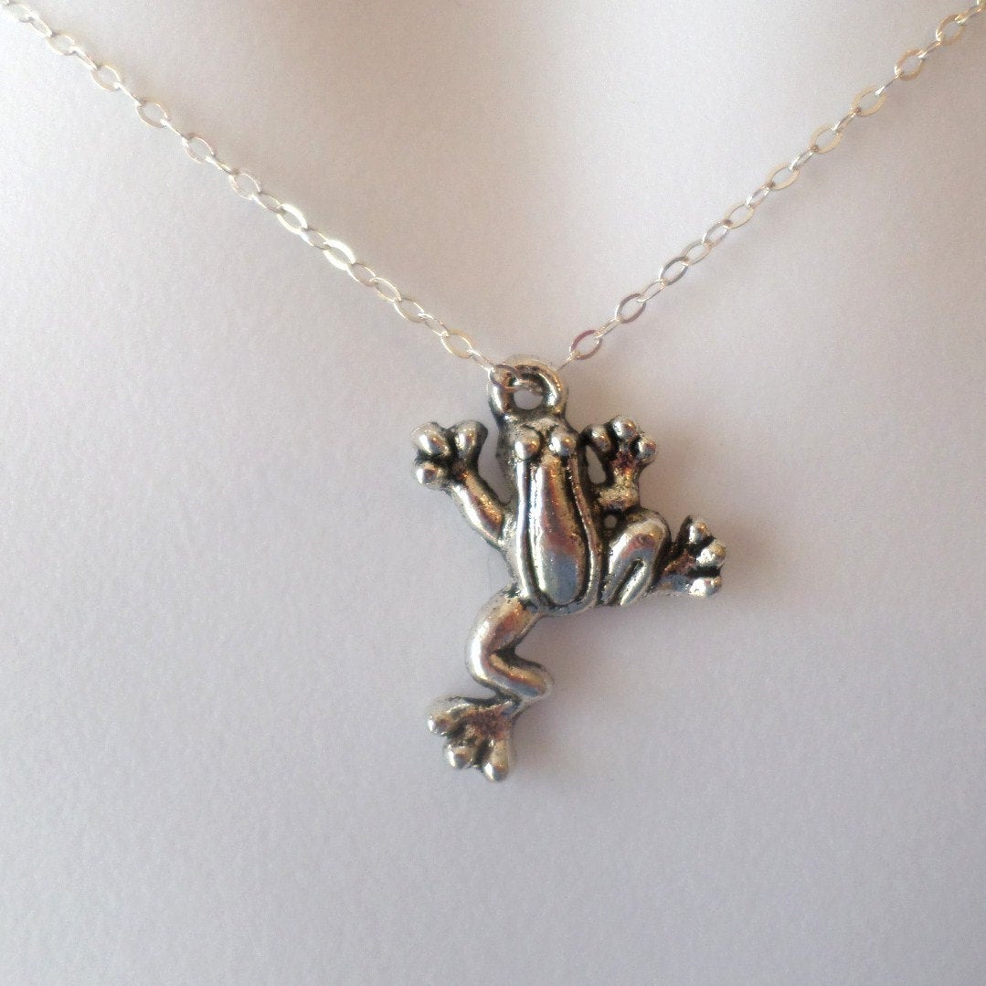 Silver Tree Frog Necklace - Sterling Silver Frog Necklace, Sterling Silver Necklace, Christmas Gift