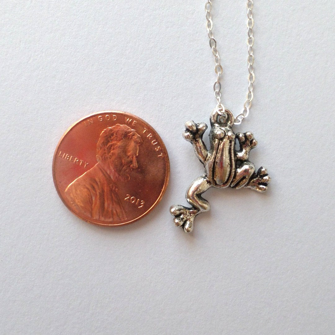 Silver Tree Frog Necklace - Sterling Silver Frog Necklace, Sterling Silver Necklace, Christmas Gift