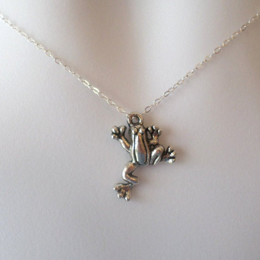 Silver Tree Frog Necklace - Sterling Silver Frog Necklace, Sterling Silver Necklace, Christmas Gift