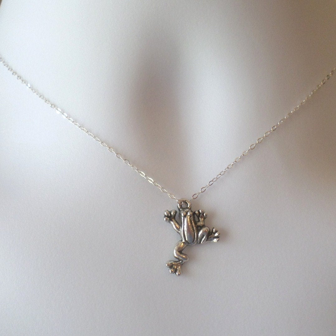 Silver Tree Frog Necklace - Sterling Silver Frog Necklace, Sterling Silver Necklace, Christmas Gift