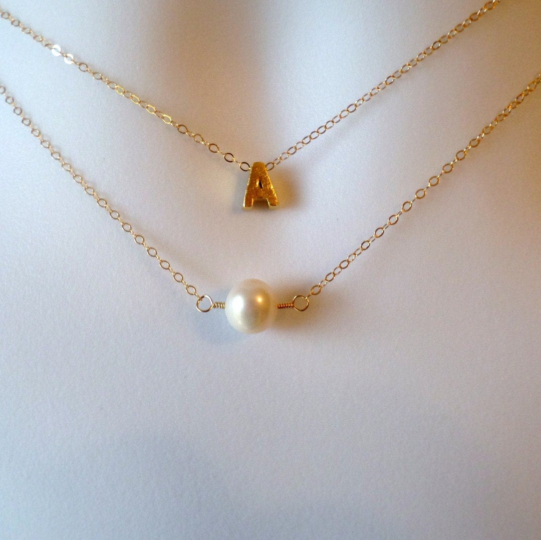 Gold Initial Necklace - Initial Necklace - Tiny Gold Initial Necklace - Monogrammed Necklace - Personalized Necklace -Christmas Gift