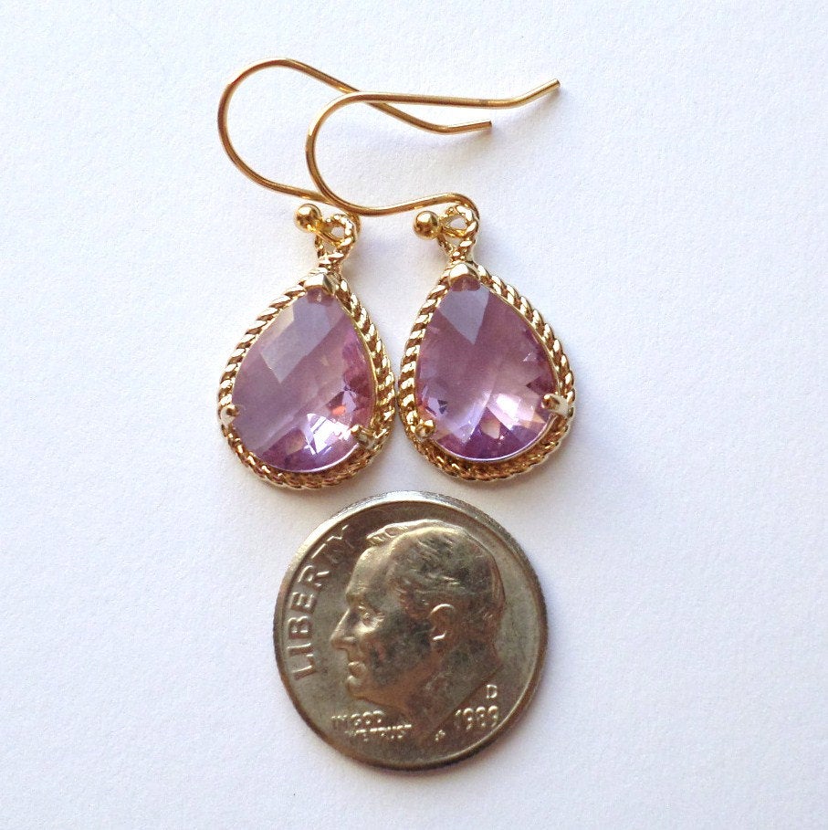 Lavender and Gold Chandelier Earrings - Purple Earrings - Gold Earrings - Birthstone Jewelry - Valentines Day