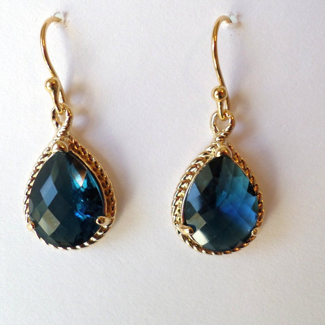 Montana Blue and Gold Chandelier Earrings - Blue Earrings - Gold Earrings - Birthstone Jewelry - Valentines Day