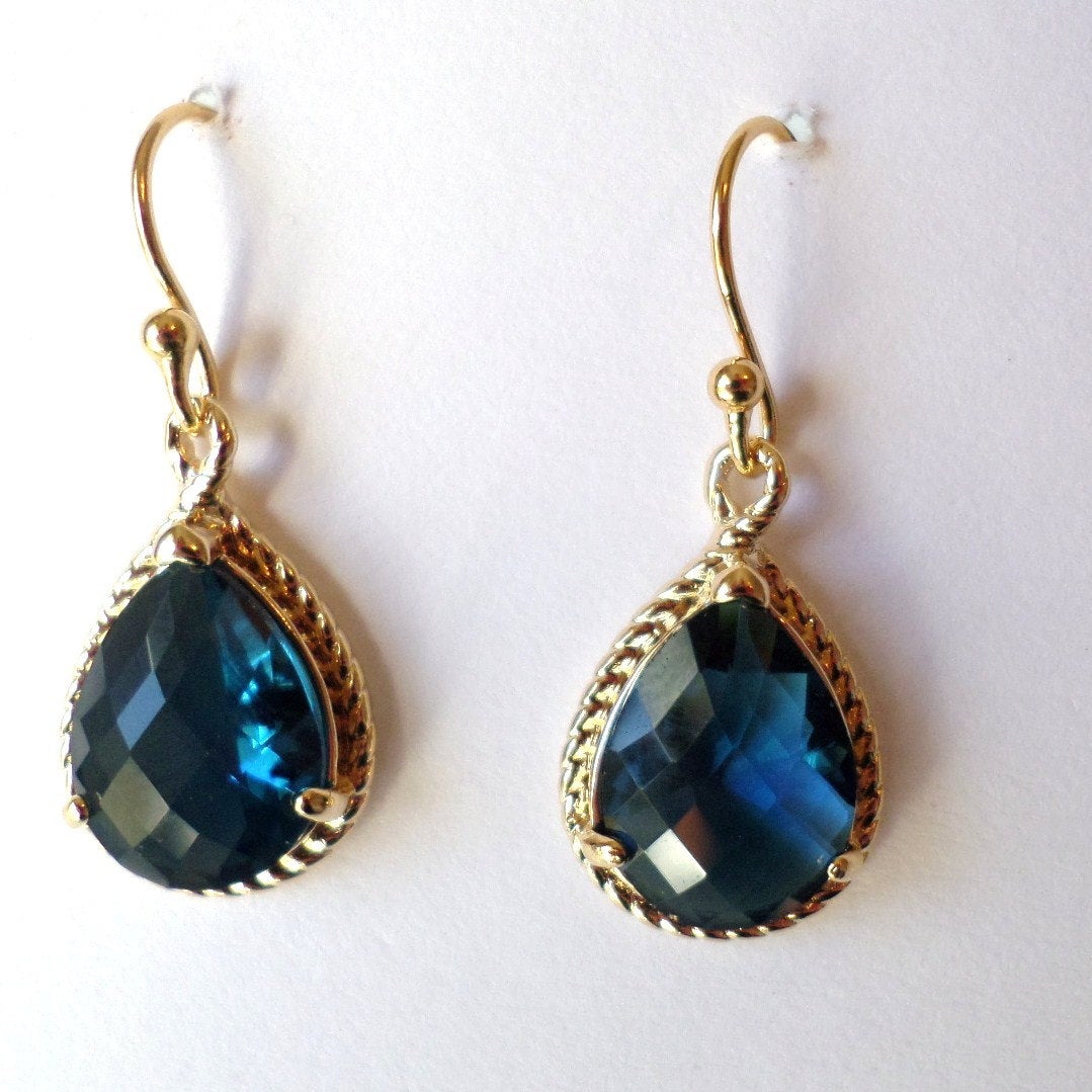 Montana Blue and Gold Chandelier Earrings - Blue Earrings - Gold Earrings - Birthstone Jewelry - Valentines Day