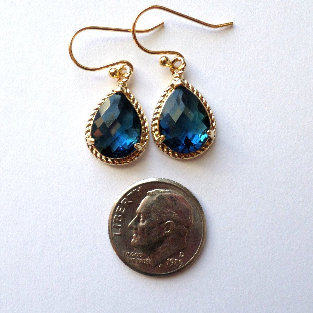 Montana Blue and Gold Chandelier Earrings - Blue Earrings - Gold Earrings - Birthstone Jewelry - Valentines Day