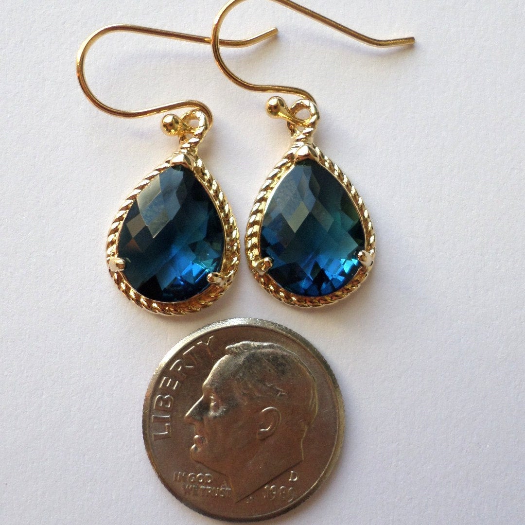 Montana Blue and Gold Chandelier Earrings - Blue Earrings - Gold Earrings - Birthstone Jewelry - Valentines Day