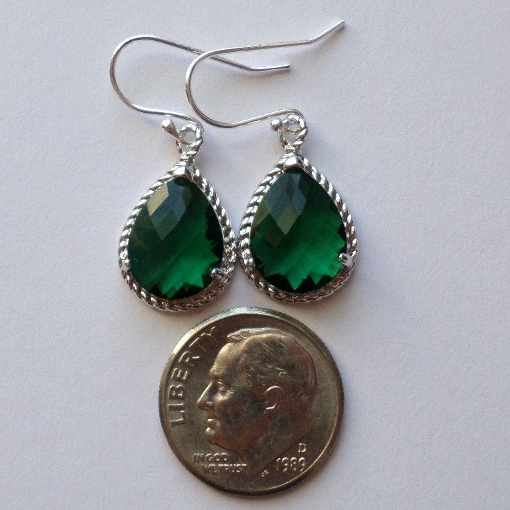 Emerald and Silver Chandelier Earrings - Emerald Earrings - Silver Earrings - Birthstone Jewelry - Christmas Gift