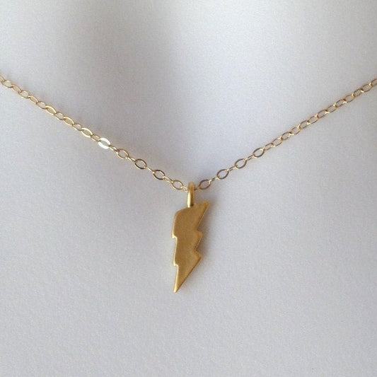 Lightening Bolt Necklace - Tiny Gold Lightening Bolt Necklace - Gold Filled and Gold Plated Necklace - Valentines Day