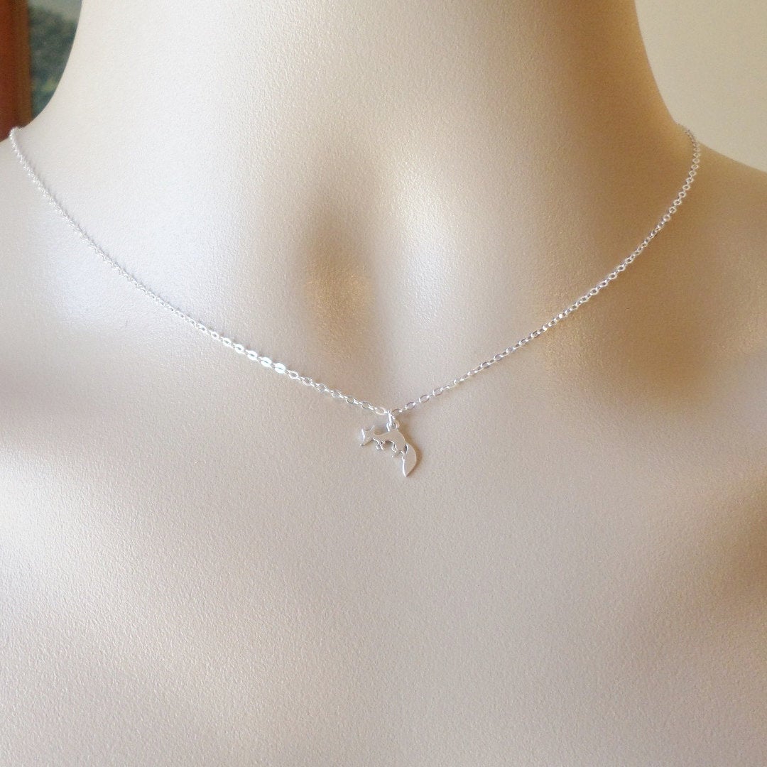 Silver Fox Necklace - Tiny Necklace - Super Tiny Silver Fox Necklace, Sterling Silver Necklace, Animal Jewelry, Mothers Day Gift