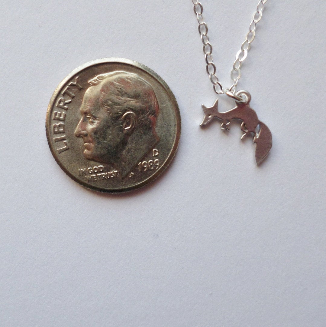 Silver Fox Necklace - Tiny Necklace - Super Tiny Silver Fox Necklace, Sterling Silver Necklace, Animal Jewelry, Mothers Day Gift