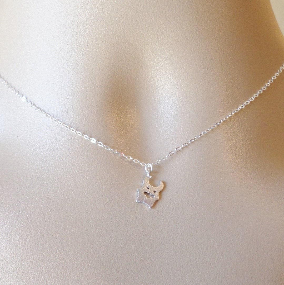 Silver Devil Necklace - Little Devil Necklace - 925 Sterling Silver and Rhodium Plated - Tiny Devil Necklace - Valentines Day