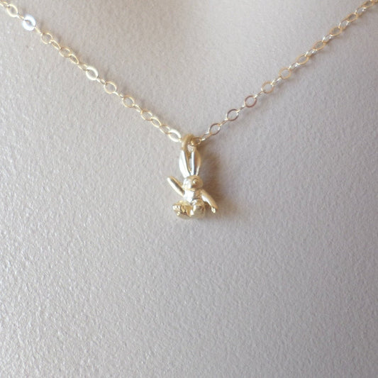 Tiny Rabbit Necklace - 14k Gold Filled Necklace - Tiny Gold Rabbit Necklace - Bridal Gifts - Valentines Gift