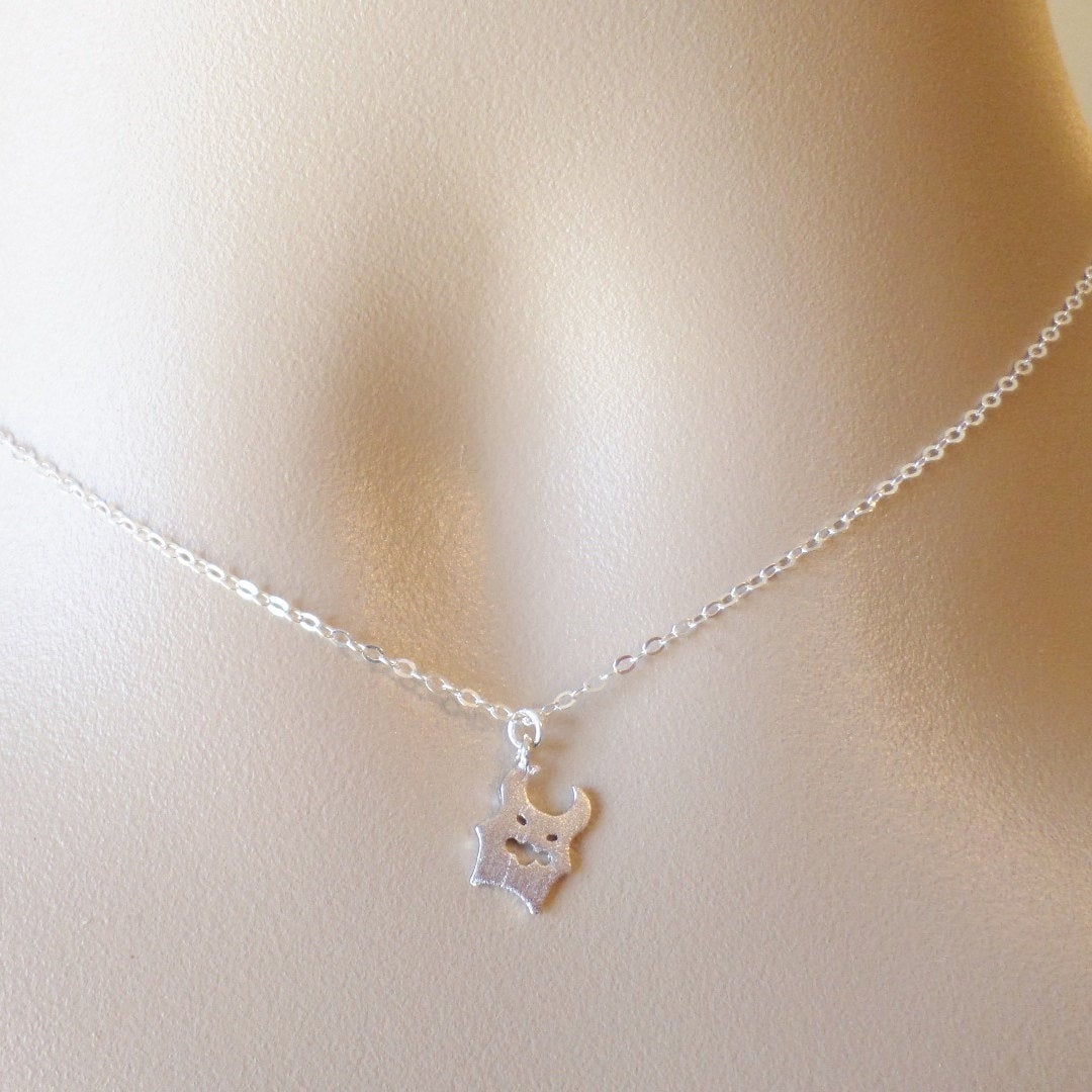 Silver Devil Necklace - Little Devil Necklace - 925 Sterling Silver and Rhodium Plated - Tiny Devil Necklace - Valentines Day