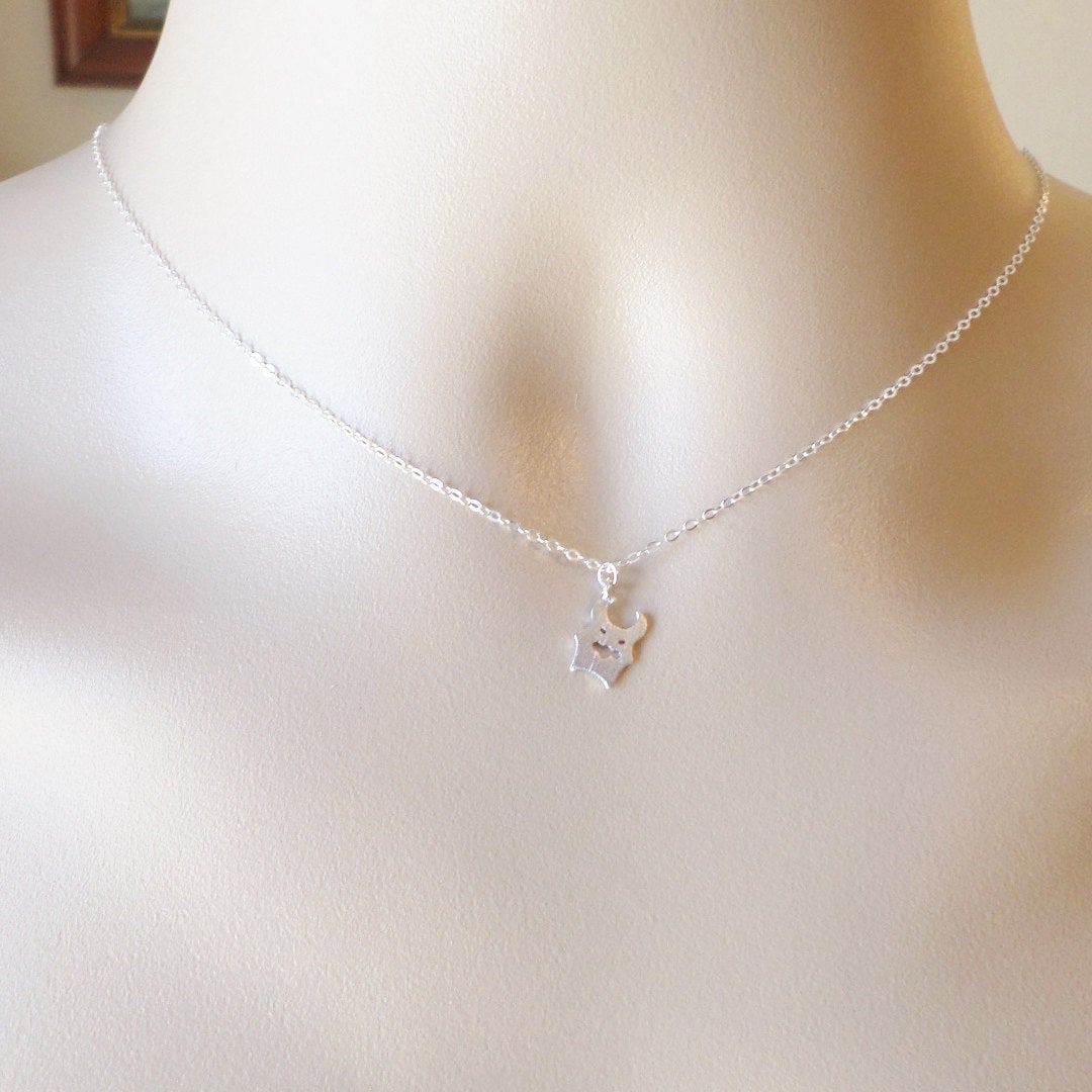 Silver Devil Necklace - Little Devil Necklace - 925 Sterling Silver and Rhodium Plated - Tiny Devil Necklace - Valentines Day