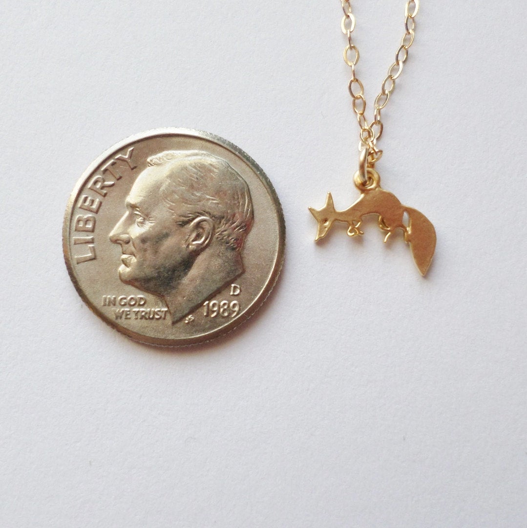 Gold Fox Necklace - Tiny Fox Necklace - 14k Gold Filled Necklace - Tiny Gold Fox Necklace - Bridal Gifts - Mothers Day Gift