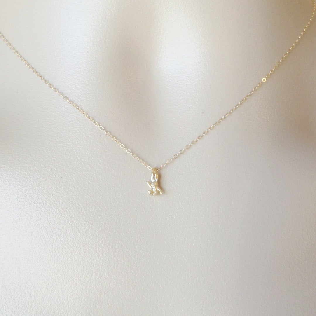 Tiny Rabbit Necklace - 14k Gold Filled Necklace - Tiny Gold Rabbit Necklace - Bridal Gifts - Valentines Gift