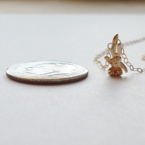 Tiny Rabbit Necklace - 14k Gold Filled Necklace - Tiny Gold Rabbit Necklace - Bridal Gifts - Valentines Gift