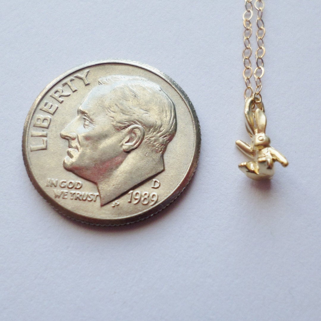 Tiny Rabbit Necklace - 14k Gold Filled Necklace - Tiny Gold Rabbit Necklace - Bridal Gifts - Valentines Gift