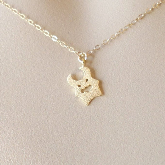 Monster Necklace - Devil Necklace - Gold Devil Necklace - Tiny Monster Necklace - Tiny Gold Necklace - Christmas Gift- Christmas Present