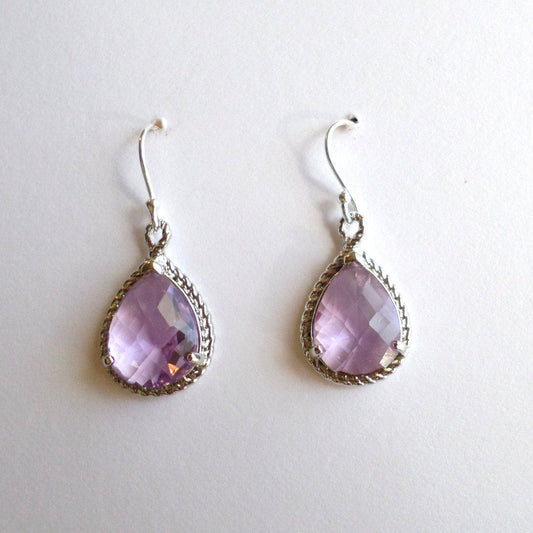 Lavender and Silver Chandelier Earrings - Purple Earrings - Gold Earrings - Birthstone Jewelry - Amethyst Earrings - Valentines Day