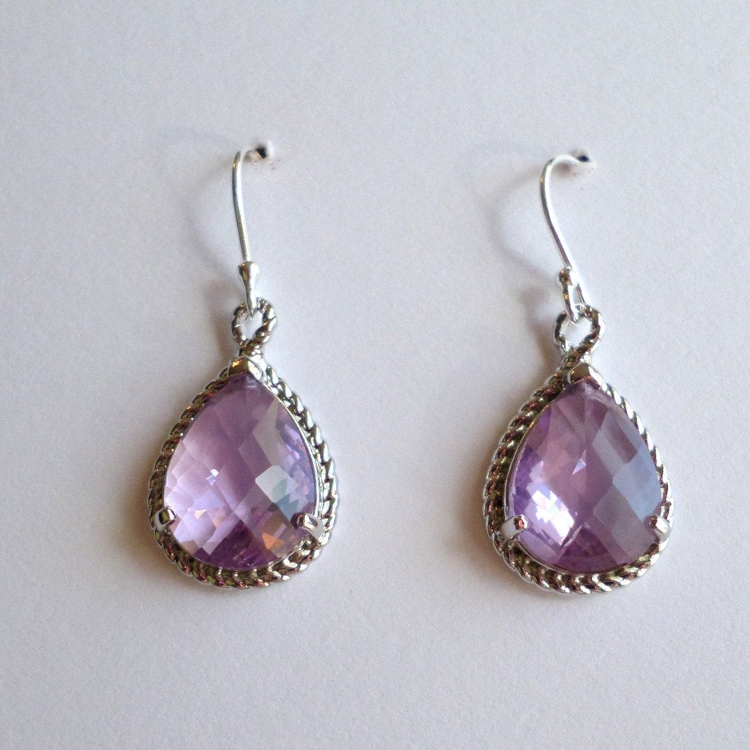 Lavender and Silver Chandelier Earrings - Purple Earrings - Gold Earrings - Birthstone Jewelry - Amethyst Earrings - Valentines Day