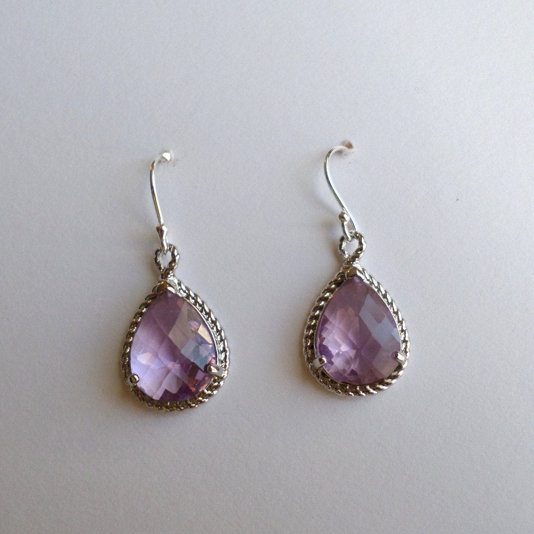 Lavender and Silver Chandelier Earrings - Purple Earrings - Gold Earrings - Birthstone Jewelry - Amethyst Earrings - Valentines Day