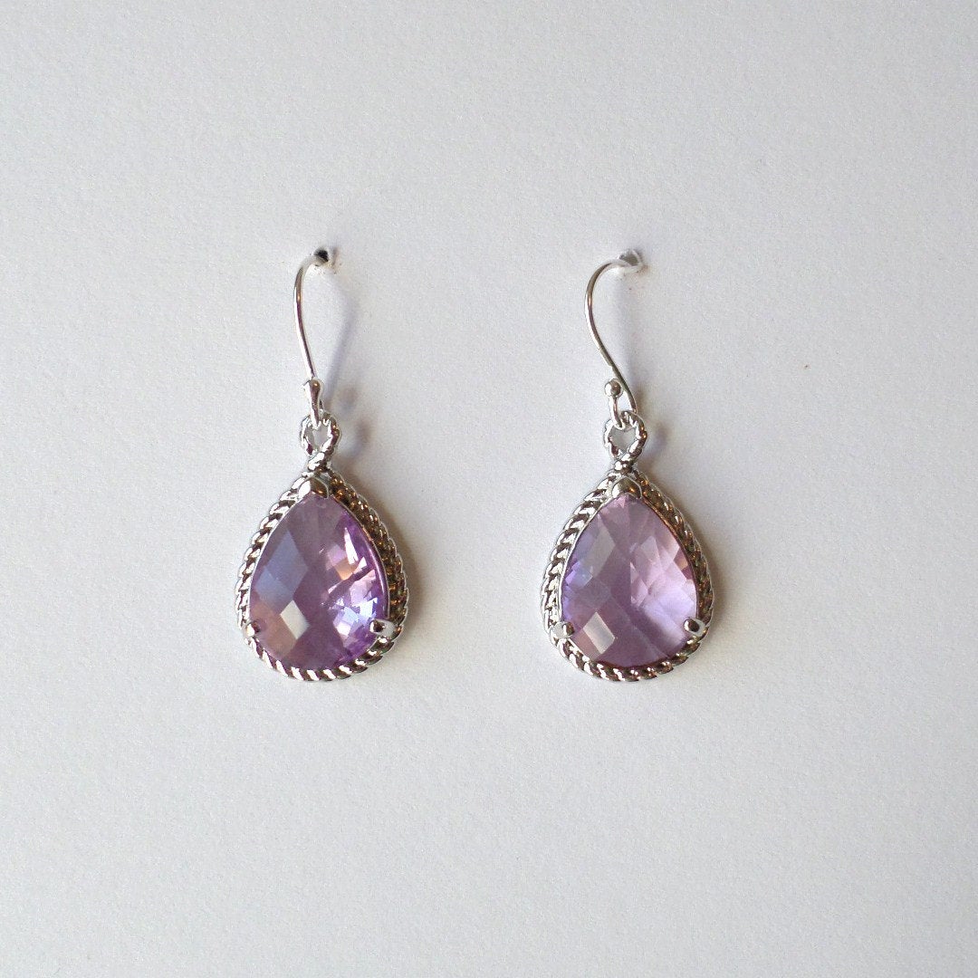 Lavender and Silver Chandelier Earrings - Purple Earrings - Gold Earrings - Birthstone Jewelry - Amethyst Earrings - Valentines Day