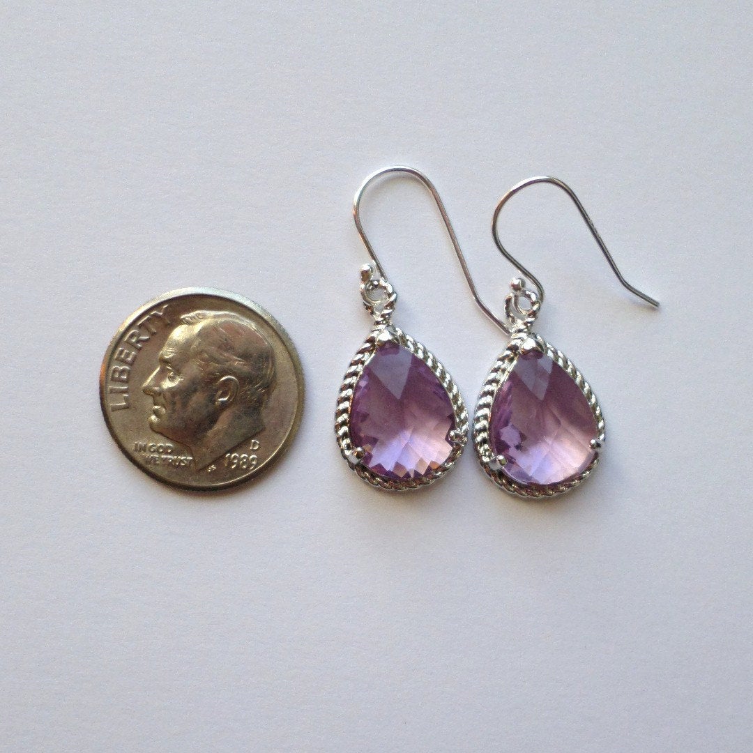 Lavender and Silver Chandelier Earrings - Purple Earrings - Gold Earrings - Birthstone Jewelry - Amethyst Earrings - Valentines Day