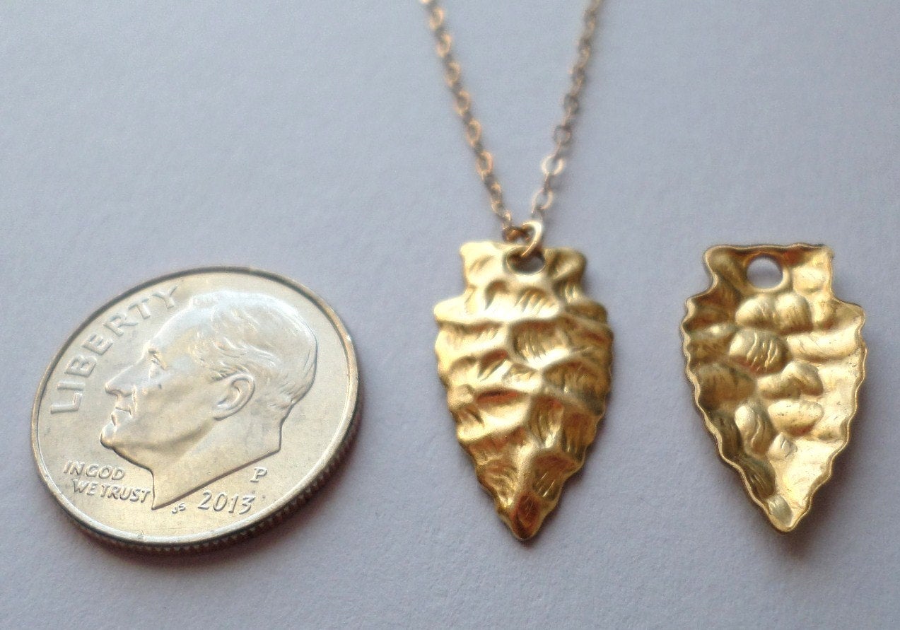Arrowhead Necklace - Gold Arrowhead Necklace - Arrow Head Necklace - Natural Brass and 14k Gold Filled Necklaces - Mothers Day