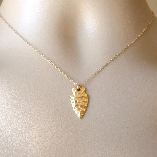 Arrowhead Necklace - Gold Arrowhead Necklace - Arrow Head Necklace - Natural Brass and 14k Gold Filled Necklaces - Mothers Day