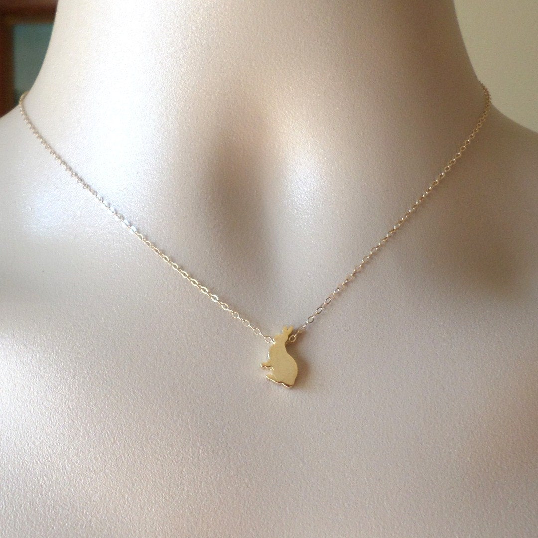 Rabbit Necklace - 14k Gold Filled Necklace - Gold Rabbit Necklace - Bridal Gifts - Easter Gifts - Easter Jewelry - Mothers Day Gift