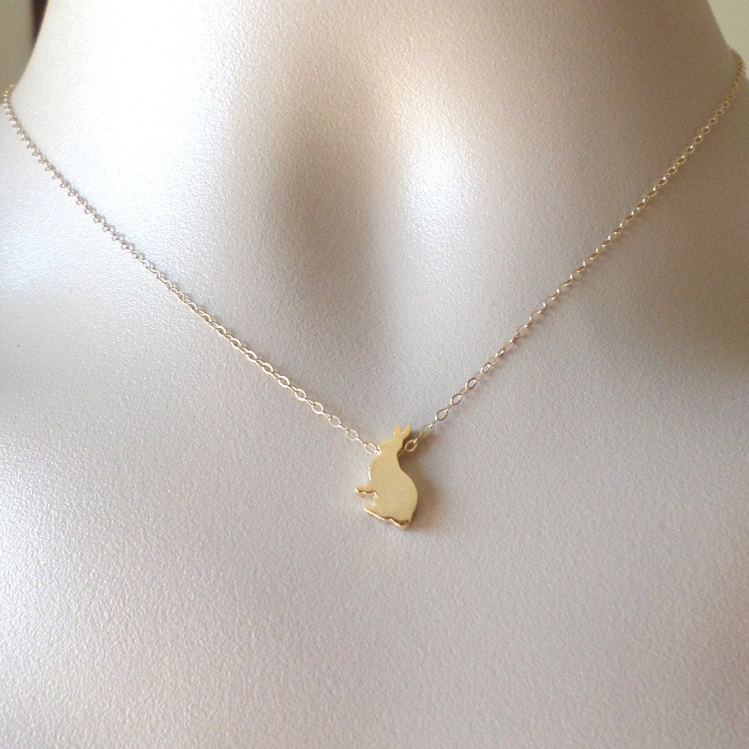 Rabbit Necklace - 14k Gold Filled Necklace - Gold Rabbit Necklace - Bridal Gifts - Easter Gifts - Easter Jewelry - Mothers Day Gift