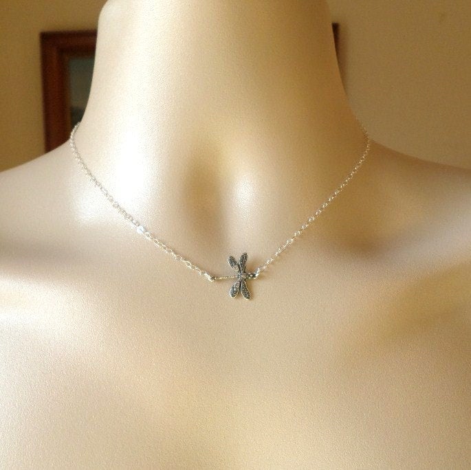 Dragonfly Necklace - Silver Dragonfly Necklace - Nature Inspired Jewelry - Insect Necklace - Bug Necklace - Animal Jewelry, Mothers Day Gift