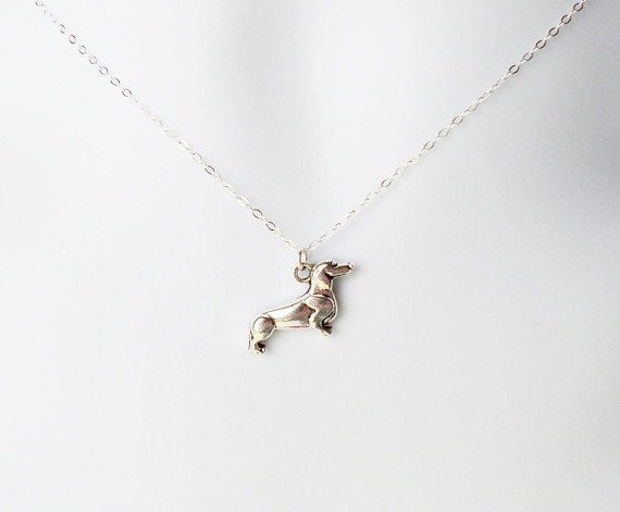 Silver Dachshund Necklace - Sterling Silver Dog Necklace - Animal Jewelry - Daschund Necklace