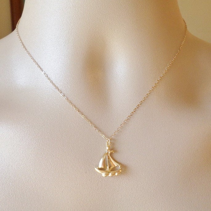 Last One - Gold Ship Necklace - Ship Jewelry - Ship Necklace - Nautical Jewelry - Nautical Jewellery - Gold Necklace - Mothers Day Gift