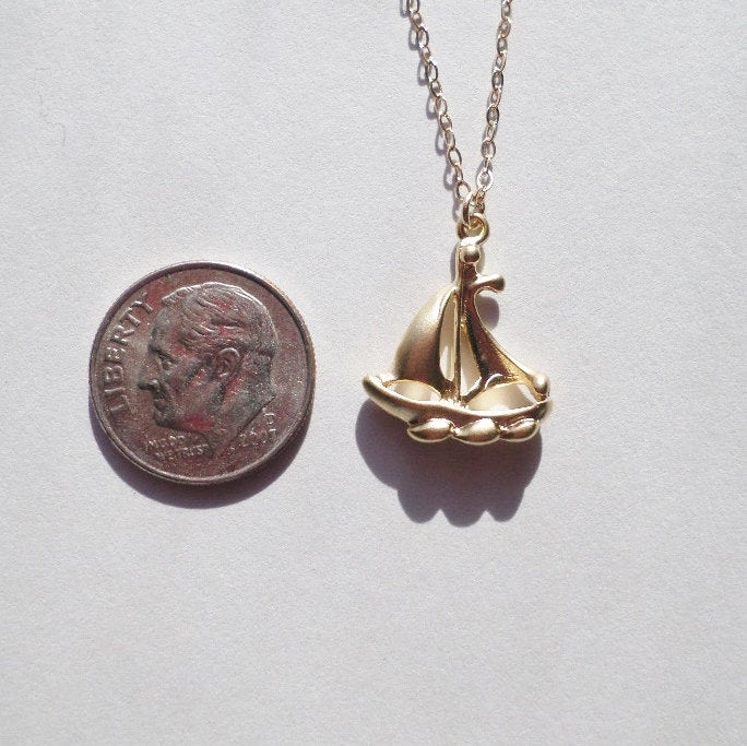 Last One - Gold Ship Necklace - Ship Jewelry - Ship Necklace - Nautical Jewelry - Nautical Jewellery - Gold Necklace - Mothers Day Gift