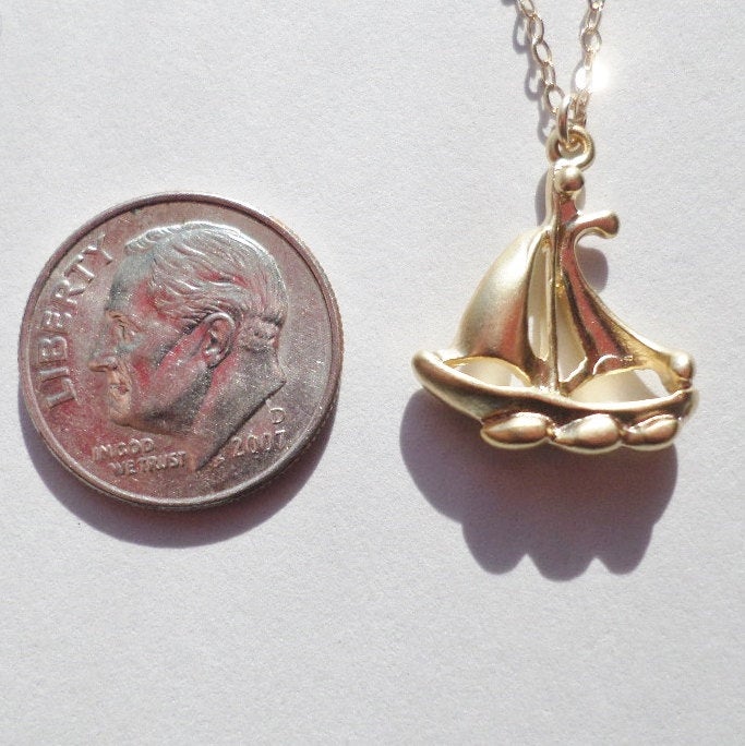 Last One - Gold Ship Necklace - Ship Jewelry - Ship Necklace - Nautical Jewelry - Nautical Jewellery - Gold Necklace - Mothers Day Gift