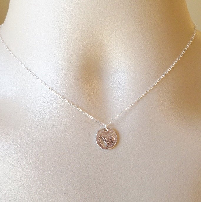 Bug Necklace - Silver Disc Necklace, Ant Disc Charm Necklace, Ant Necklace - Silver Ant Necklace - Mothers Day Gift