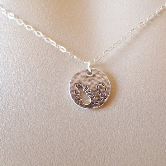 Bug Necklace - Silver Disc Necklace, Ant Disc Charm Necklace, Ant Necklace - Silver Ant Necklace - Mothers Day Gift